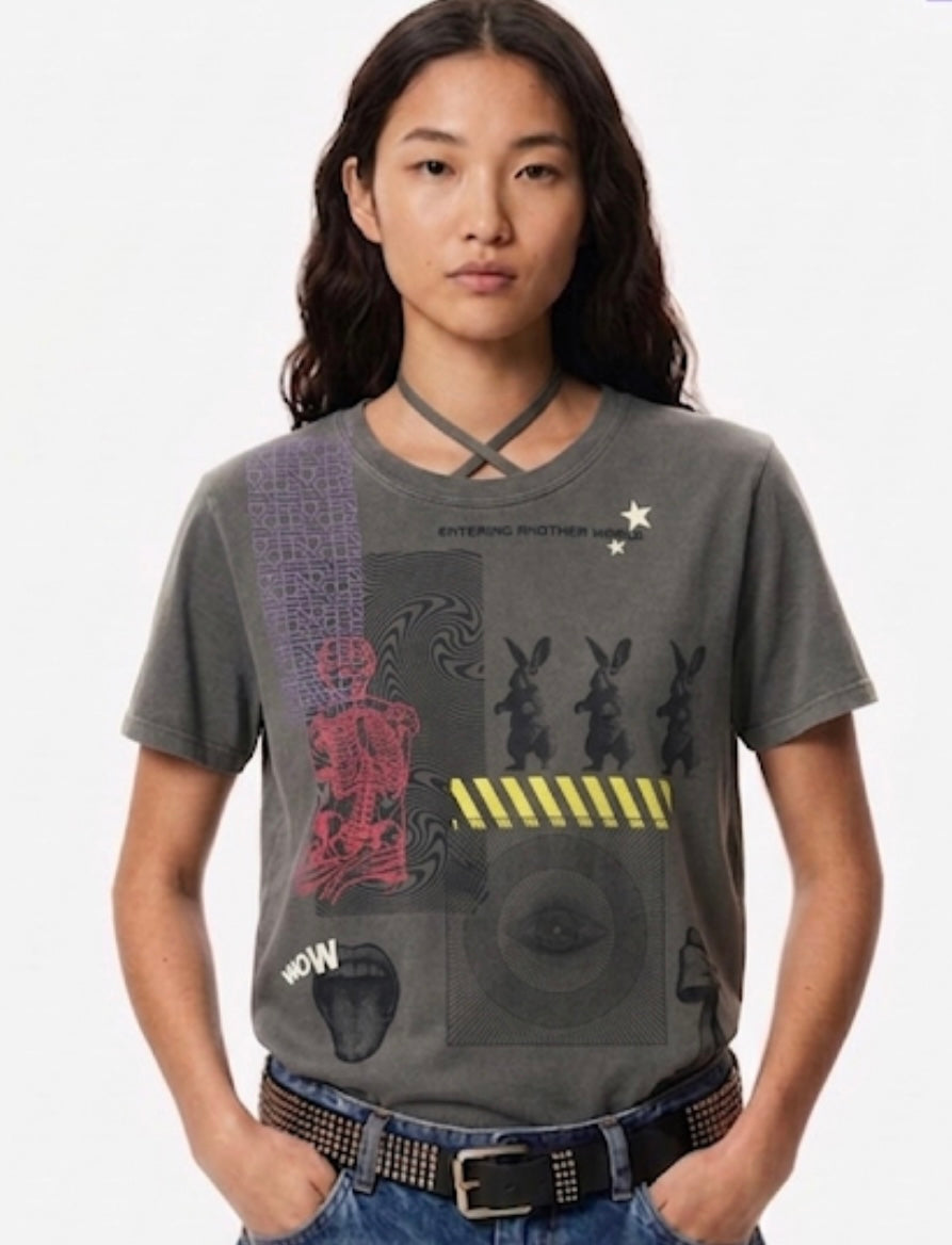 Silkscreen Handprinted Art Tee 029 S