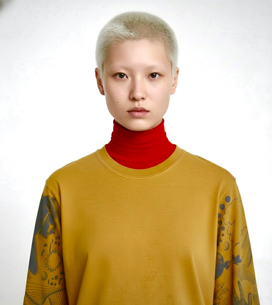 Silkscreen Handprinted Art Long Tee 019 M